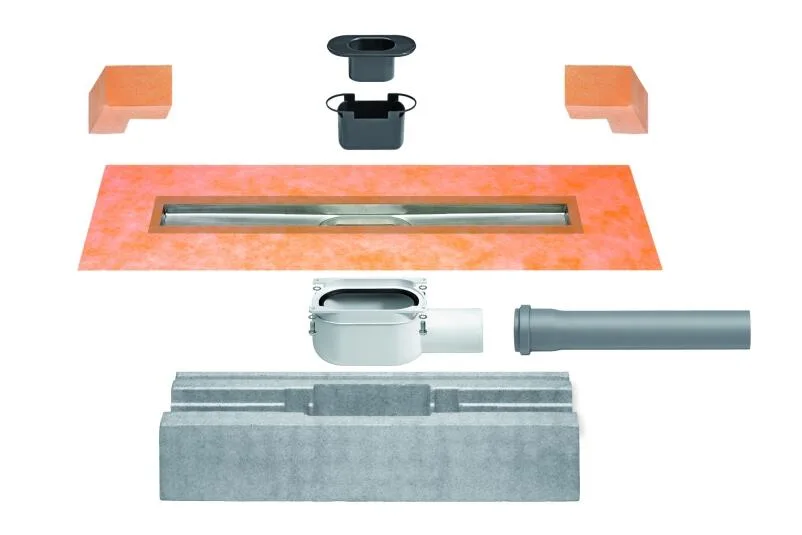 Schlueter KERDI-LINE horizontaal DN50 reukslot RVS V4A lijnafvoergoot L= 1100 mm