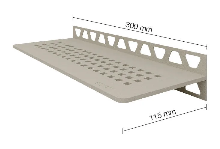 Schlueter SHELF-W S1 300x115mm Planchet design SQUARE alu structuur-gecoat creme TSC